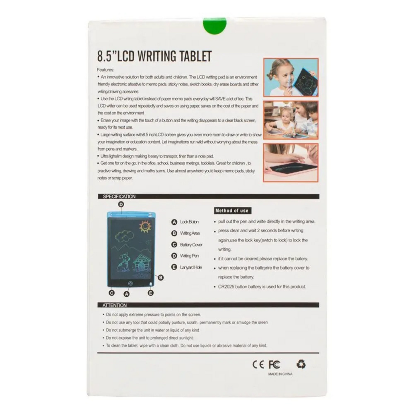 8.5" LCD Writing Tablet for Kids β Reusable Digital Drawing & Memo Pad
