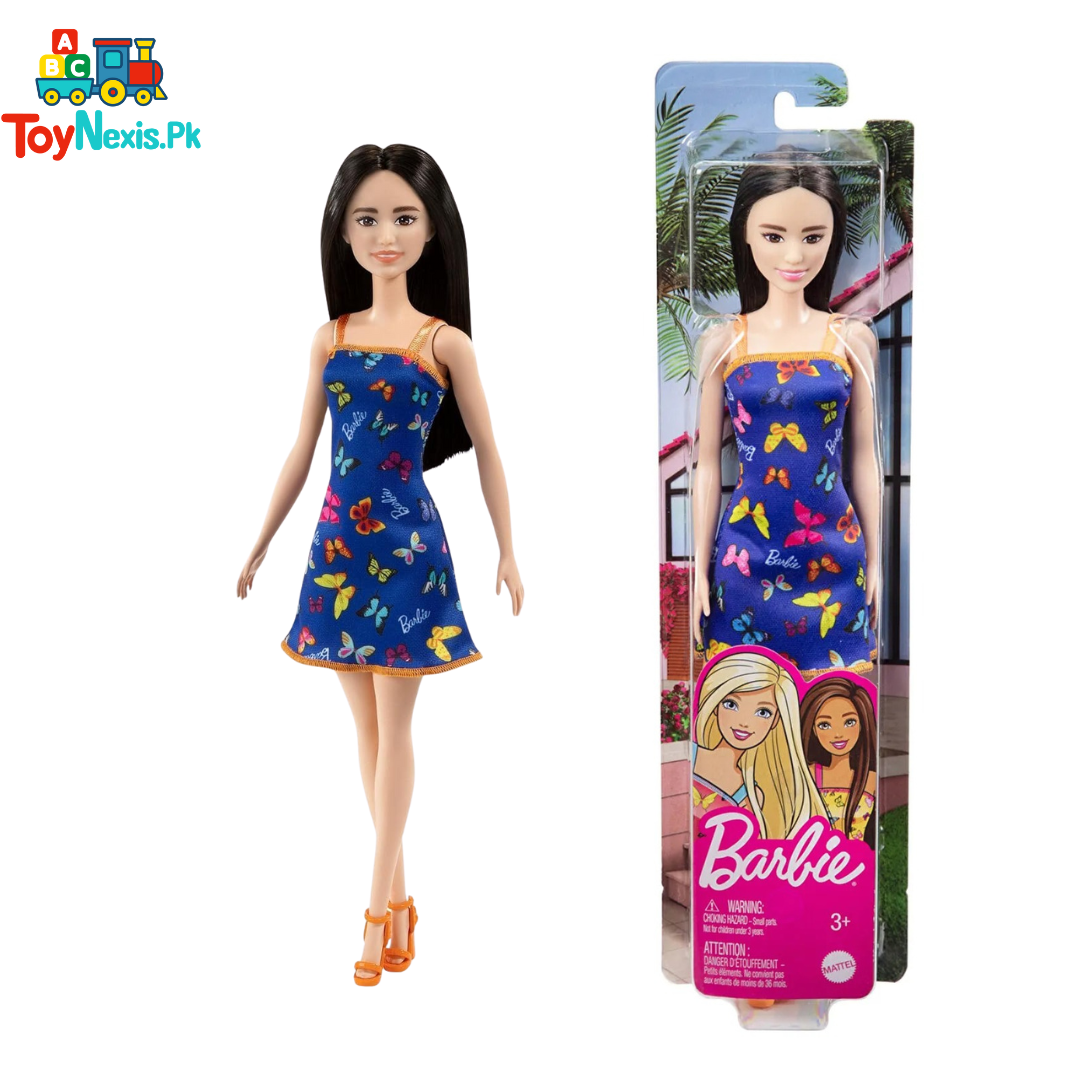 Barbie Doll in Butterfly Print Dress – Black Hair, Classic Fashion Doll by Mattel (Ages 3+)
