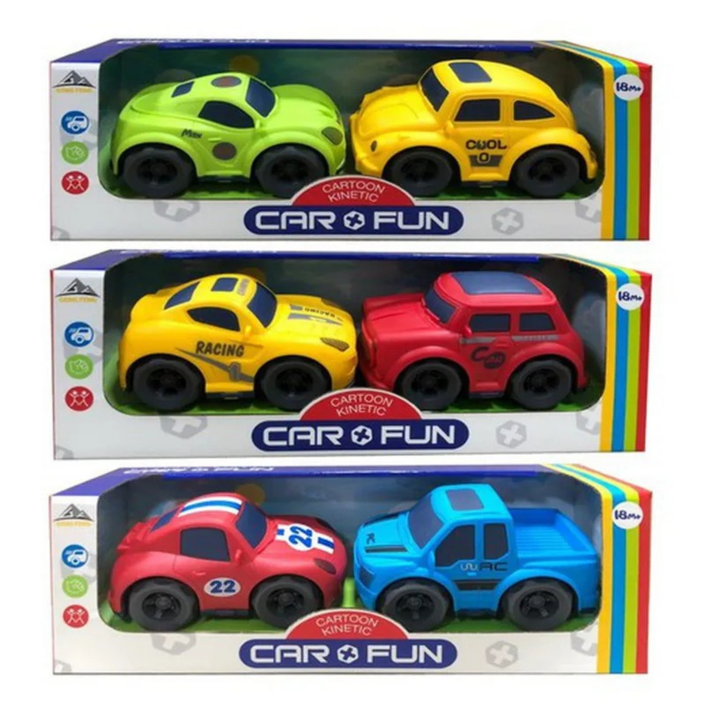 Cartoon Kinetic Car Fun Set – Pack of 2 (Assorted)