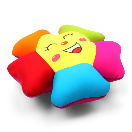 Colorful Plush Smiley Sunflower Pillow – Soft & Cheerful Floral Cushion for Kids