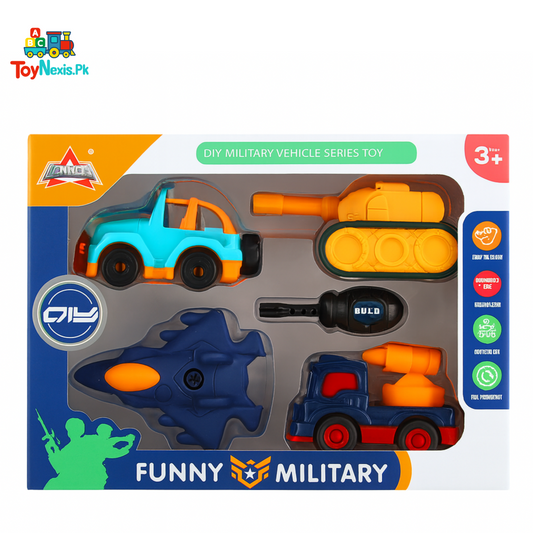 DIY Military Vehicle Toy Set (4-in-1 Build & Play Construction Set for Kids)