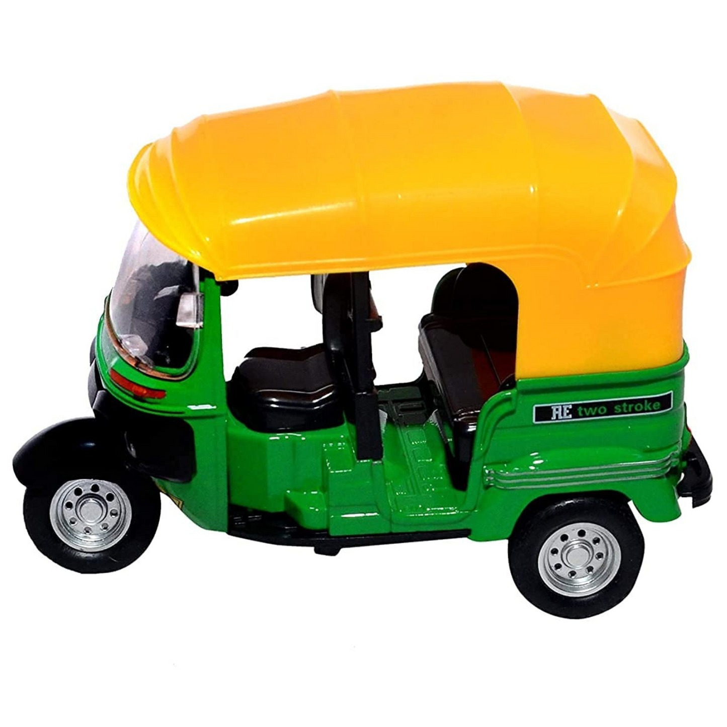 Die-Cast Metal Auto Rickshaw Toy – 1:14 Scale