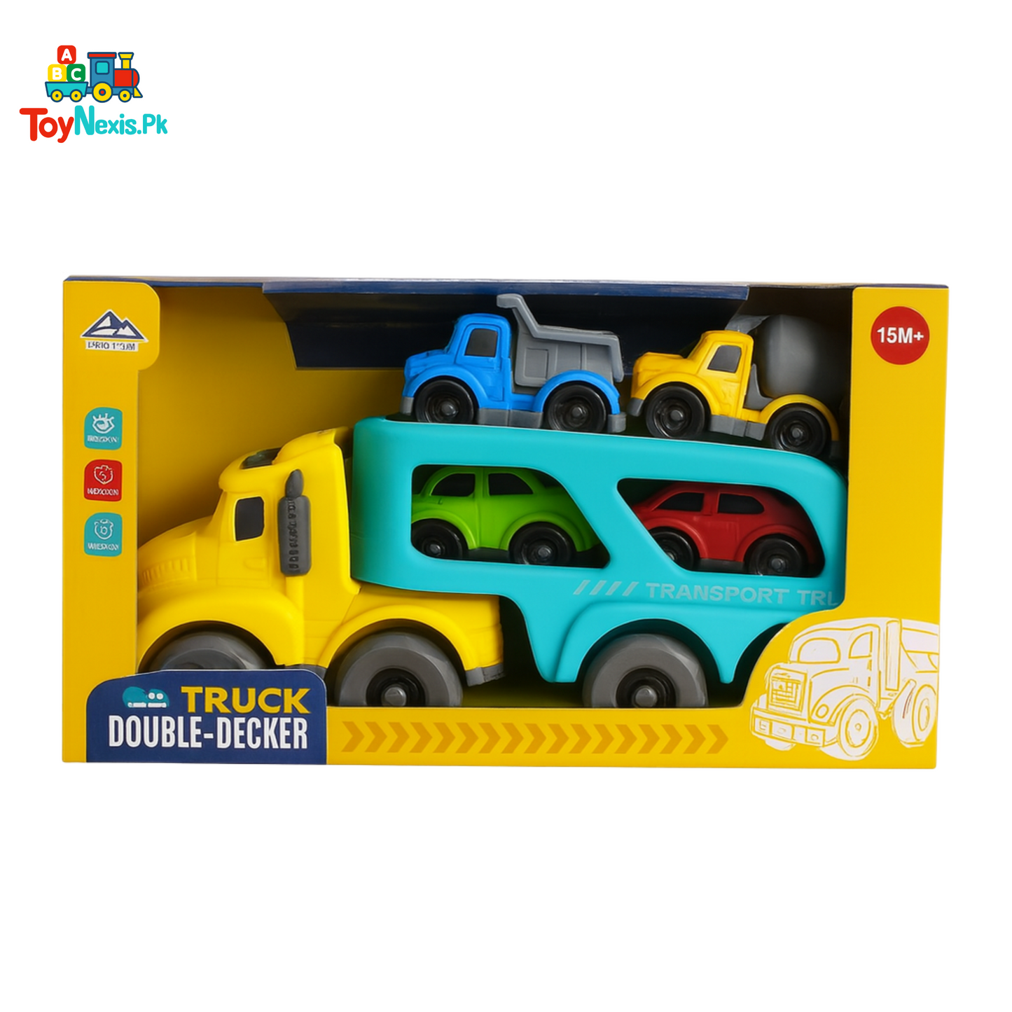 Double-Decker Transport Truck with 4 Mini Vehicles | Geng Feng