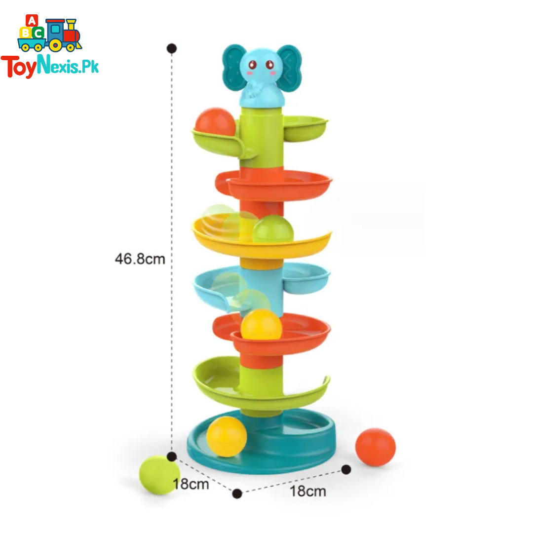 Elephant Roll Ball Tower | Early Learning Activity Toy | Ball Drop Game for Toddlers | 18+ Months
