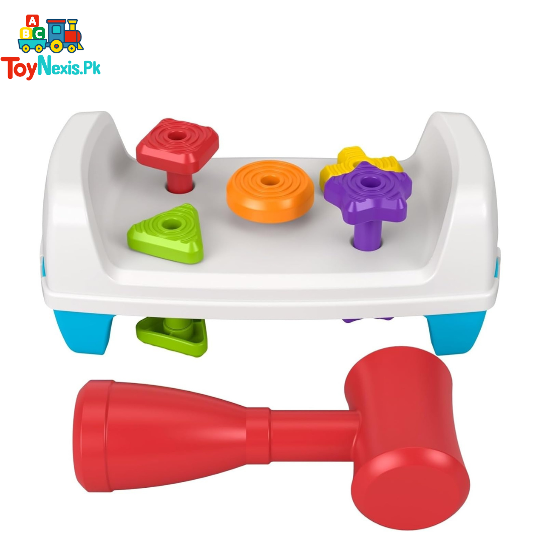 Fisher-Price Tap & Turn Bench – Baby Developmental Toy with Hammer and Colorful Pegs (12M+)