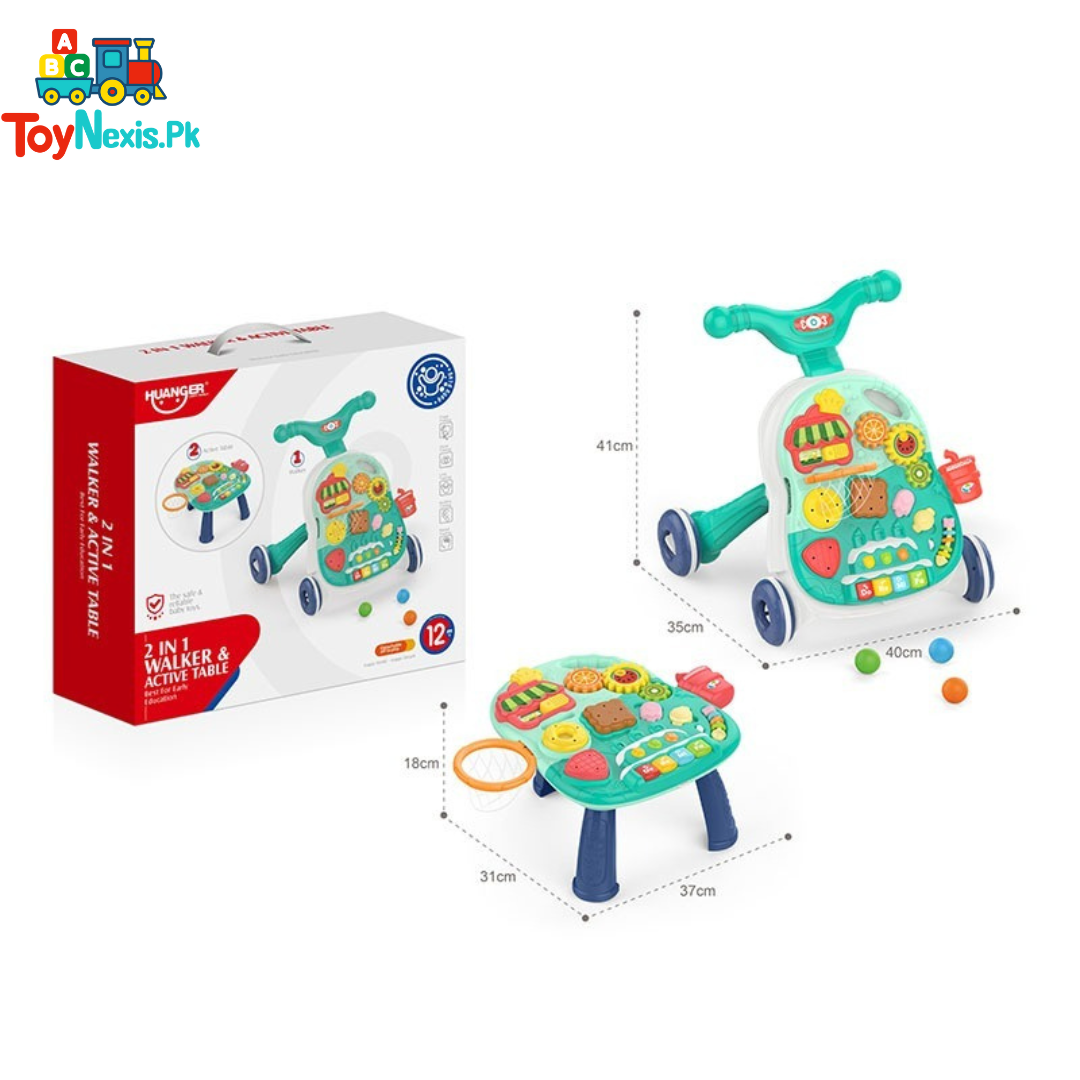 Huanger 2-in-1 Baby Walker & Activity Table – Learning & Play Station for Kids 12+ Months