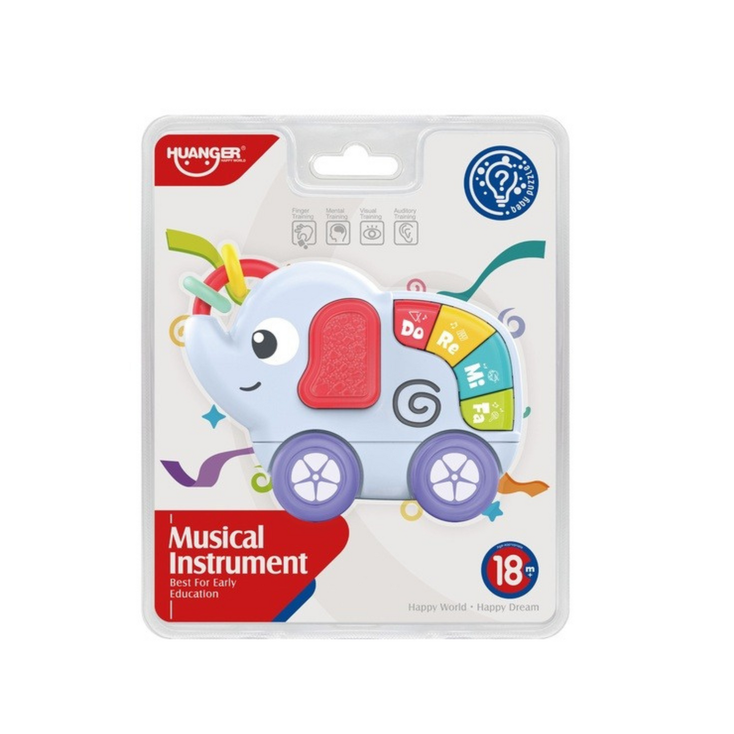 Huanger Musical Elephant Toy – Early Learning Instrument for Toddlers | Age 18m+