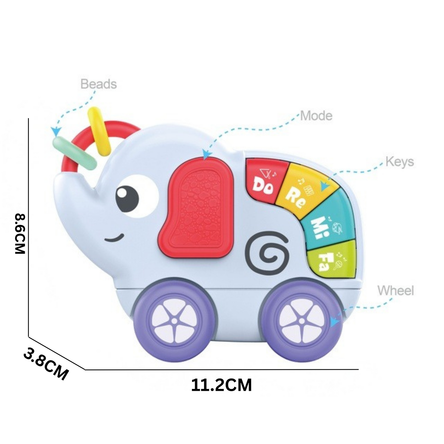 Huanger Musical Elephant Toy – Early Learning Instrument for Toddlers | Age 18m+
