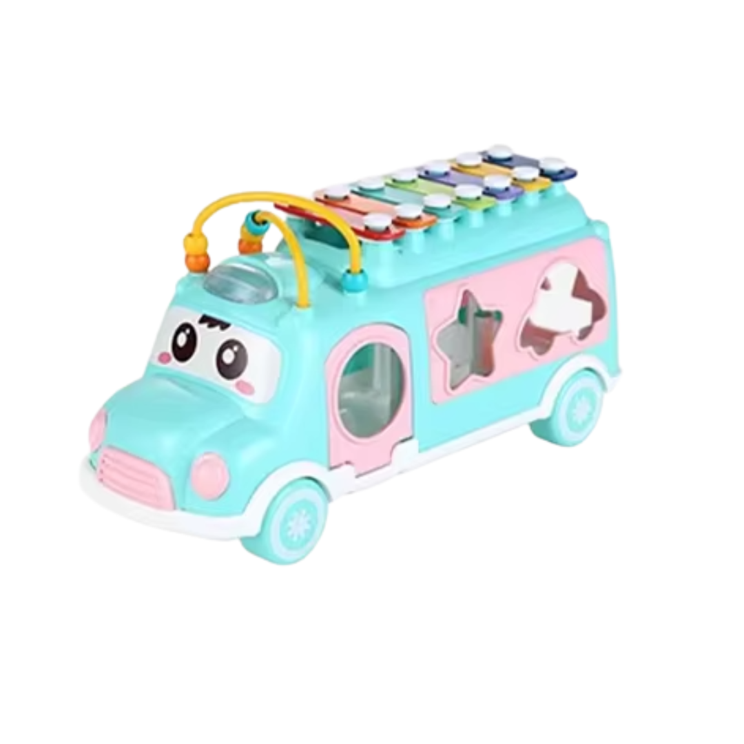 Huanger 7-in-1 Musical Learning Bus | Shape Sorter, Xylophone & Activity Toy for Toddlers