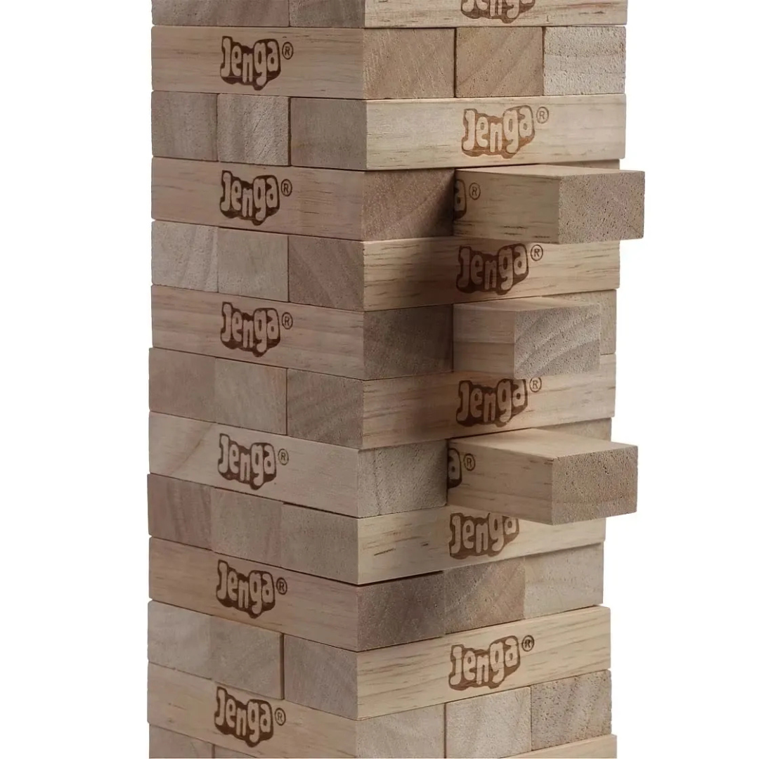 Original Jenga Classic Wooden Block Game – Original Hasbro Edition in Portable Tube Pack