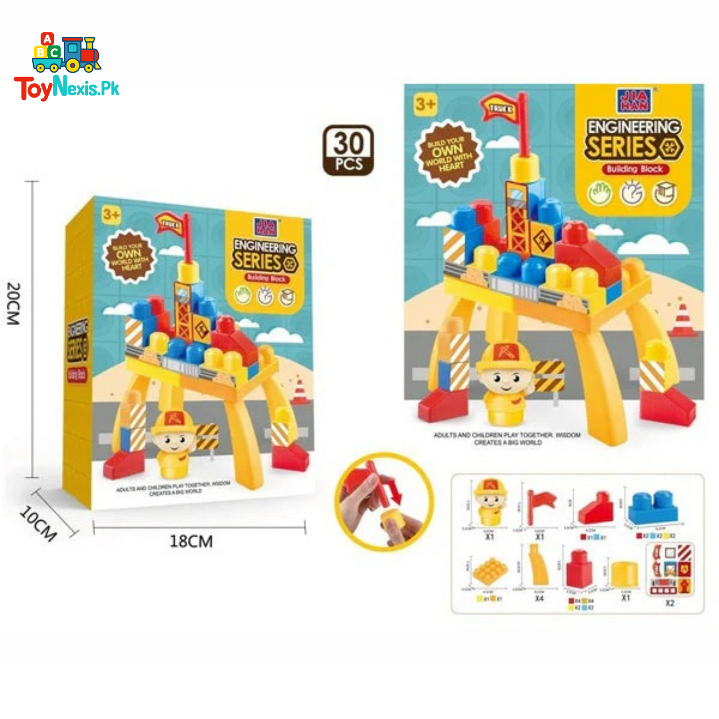 Jia Han Engineering Series Building Blocks Set – 30 Pcs Construction Fun for Kids (Age 3+)