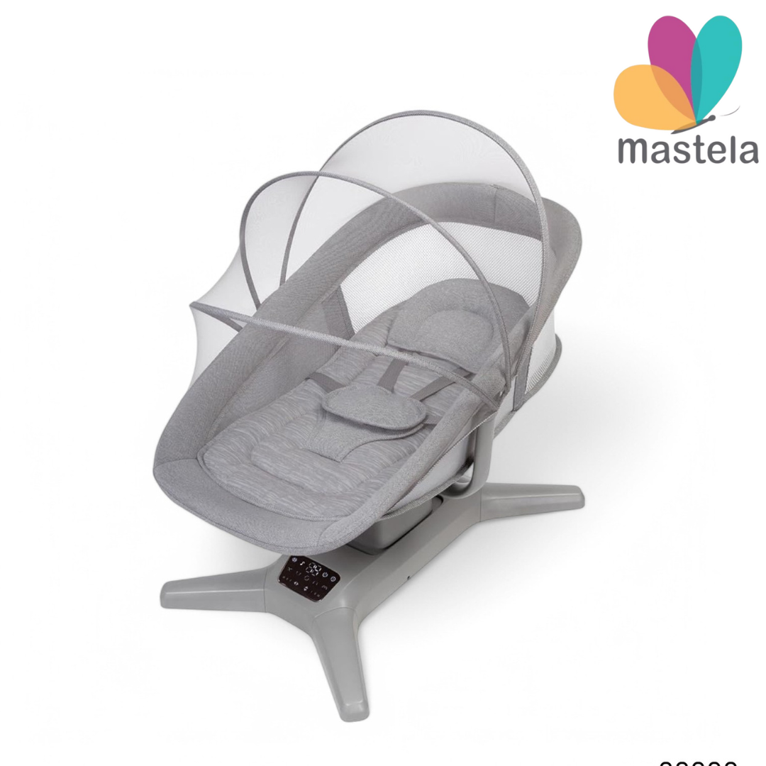 KIDILO Multi-Motion Electric Baby Cradle – Smart Rocker with Mosquito Net, Music & Remote | Grey