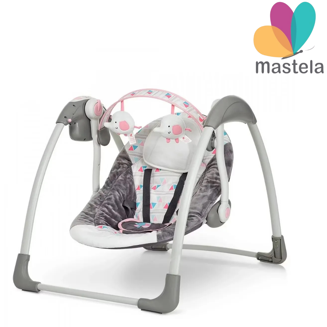 Mastela Deluxe Portable Baby Swing Automatic With Music | Timer & Plush Toys | Foldable Baby Rocker Seat for Newborns to Infants