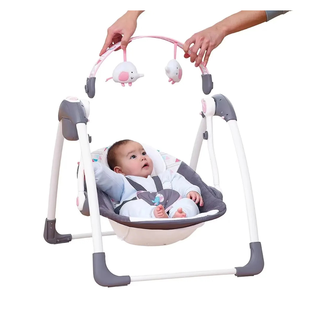 Mastela Deluxe Portable Baby Swing Automatic With Music | Timer & Plush Toys | Foldable Baby Rocker Seat for Newborns to Infants