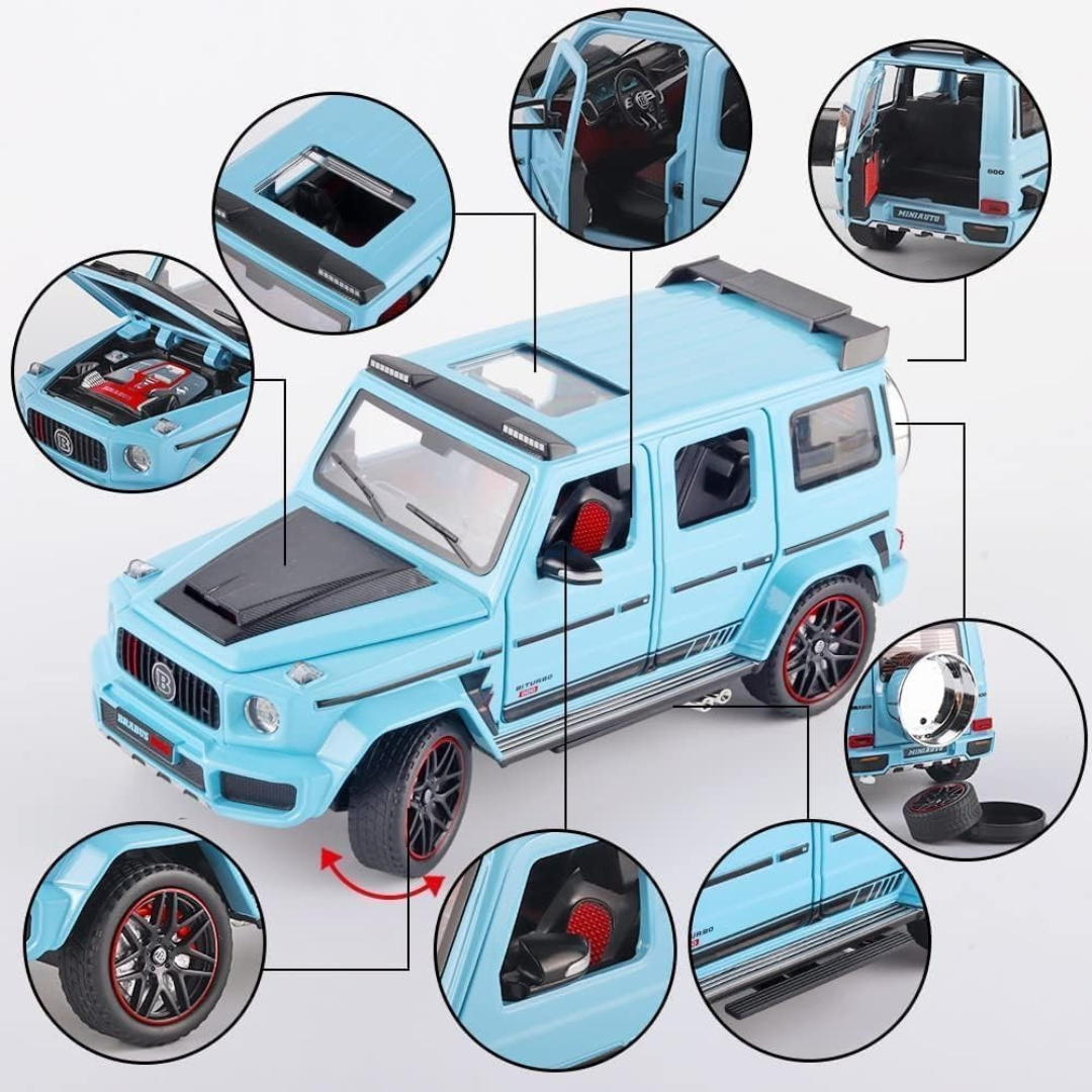 Mercedes-Benz G63 Brabus 1:18 Scale Diecast Model Car – Brabus 800 Edition, Pull Back with Sound & Light (Sky Blue)
