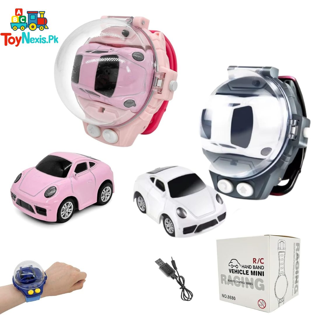Mini RC Car with Hand Band Controller | 2.4GHz Remote Control Wrist Watch Car | Racing Toy for Kids | 3+ Years