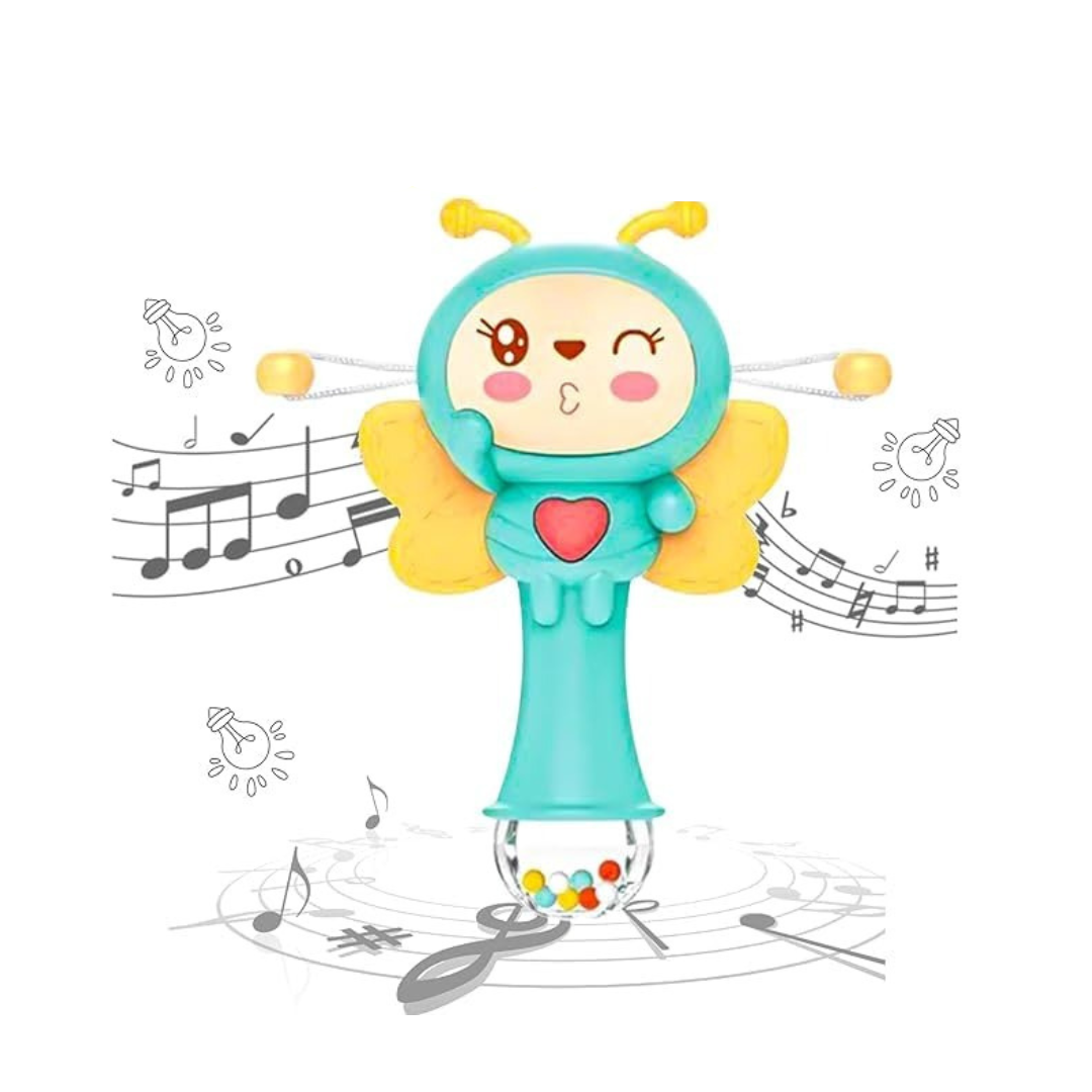 Ibi-Irn Rattle Drum Baby - Butterfly Design | Musical, 6 Modes, Lights & Sounds | 0M+