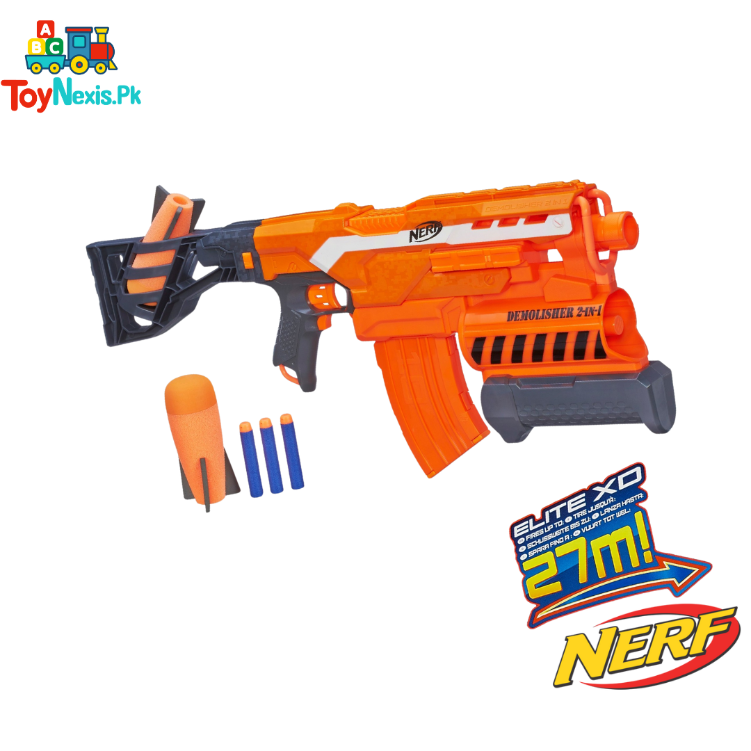 NERF N-Strike Elite Demolisher 2-in-1 Blaster – Original Hasbro Motorized Dart & Missile Shooter | 27m Firing Range | Ages 8+