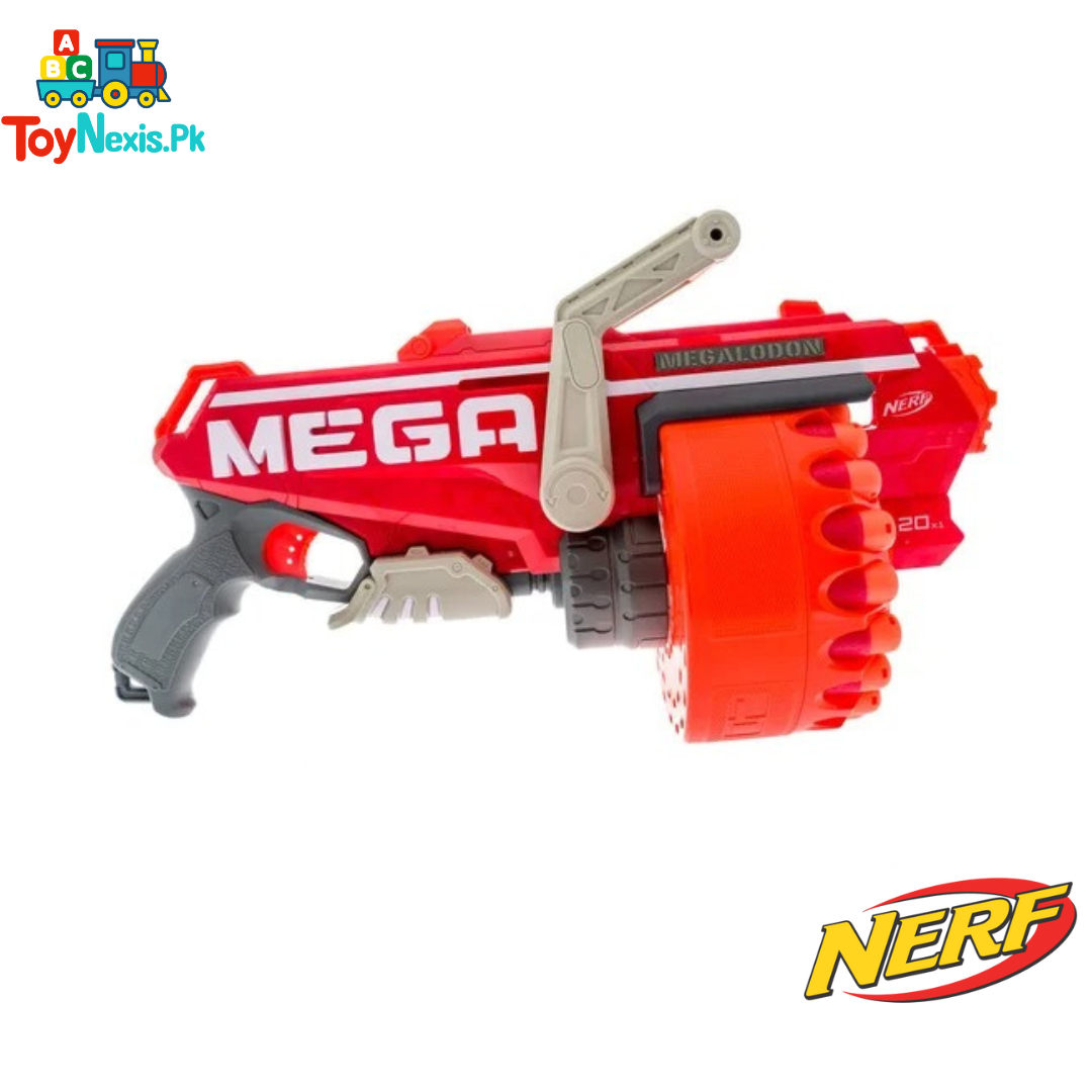 NERF N-Strike Mega Megalodon Blaster – Original Hasbro | 20-Dart Rotating Drum Blaster for Ages 8+