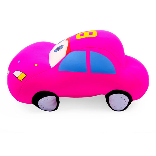 Soft Plush Cartoon Car – Cuddly Pink Ride for Kids