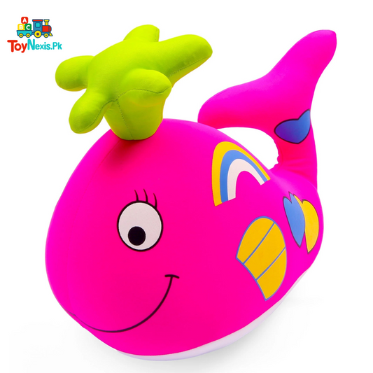 Soft Plush Whale Toy – Pink & Colorful Cuddly Baby Companion