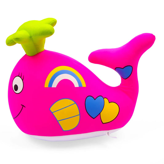 Soft Plush Whale Toy – Pink & Colorful Cuddly Baby Companion