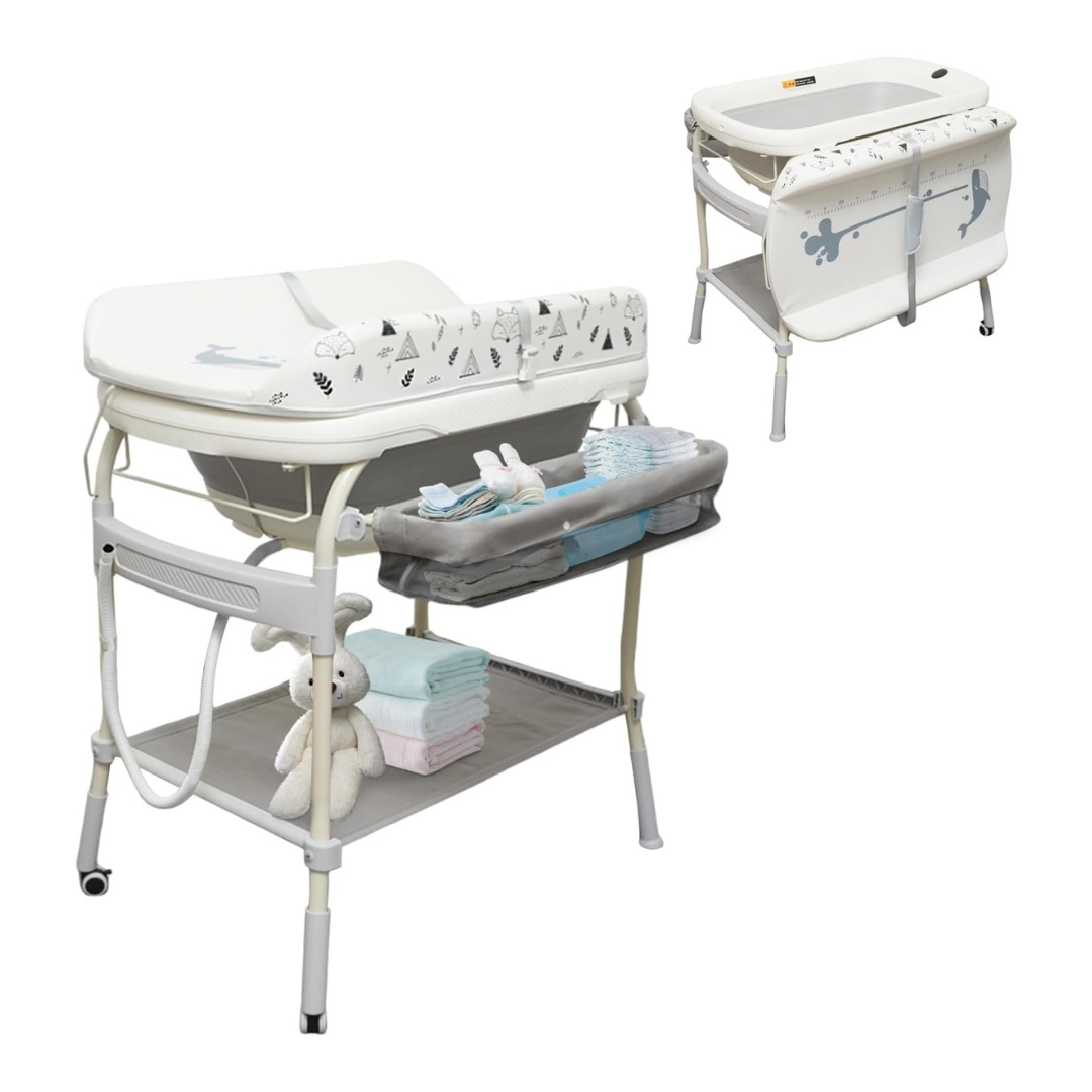 Toimoys 3-in-1 Baby Changing Table | Bath, Change & Storage Station