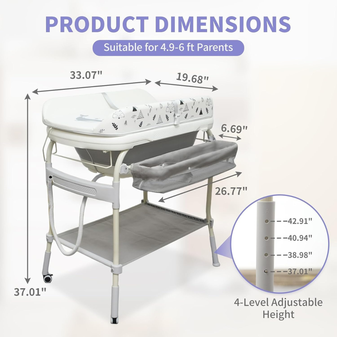 Toimoys 3-in-1 Baby Changing Table | Bath, Change & Storage Station