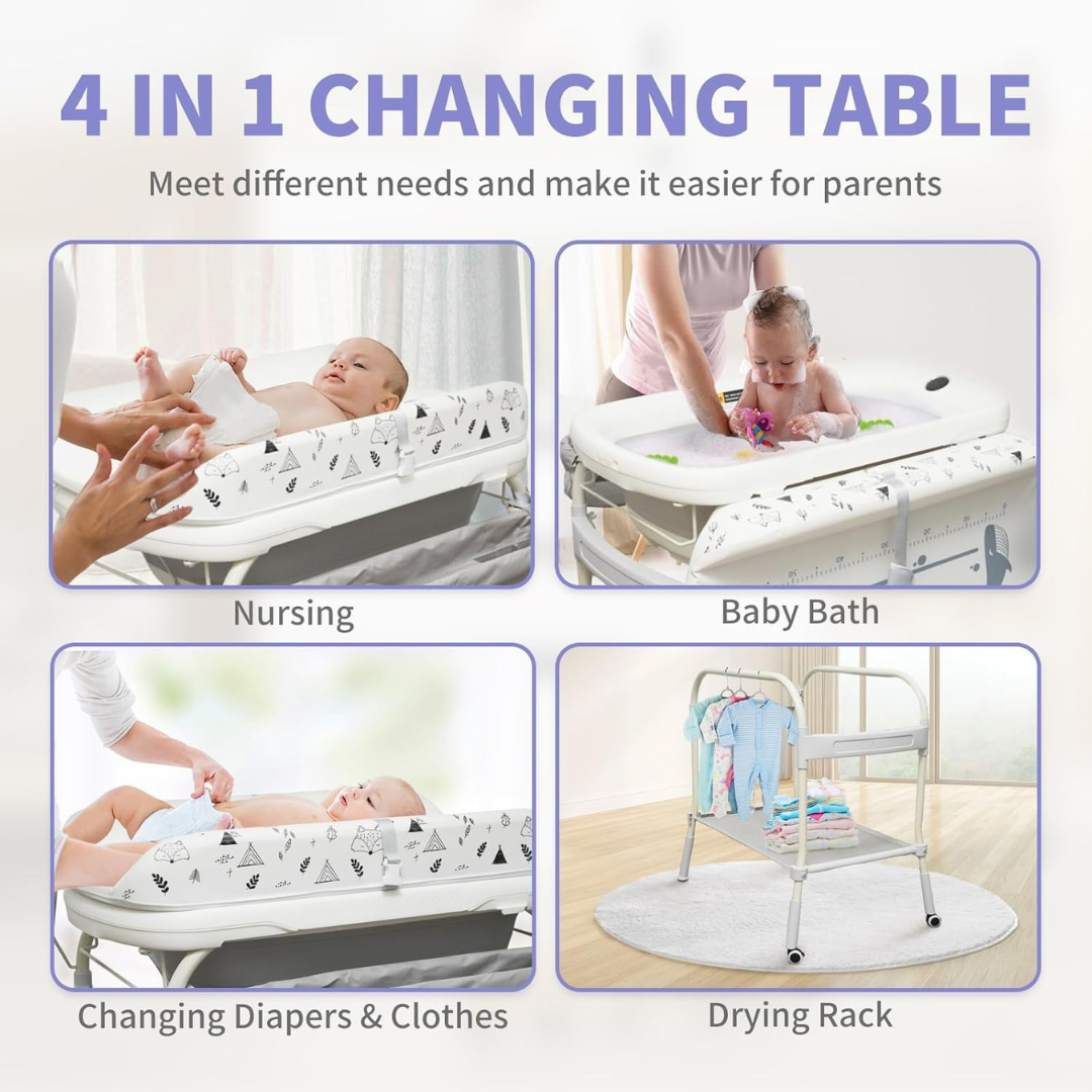 Toimoys 3-in-1 Baby Changing Table | Bath, Change & Storage Station