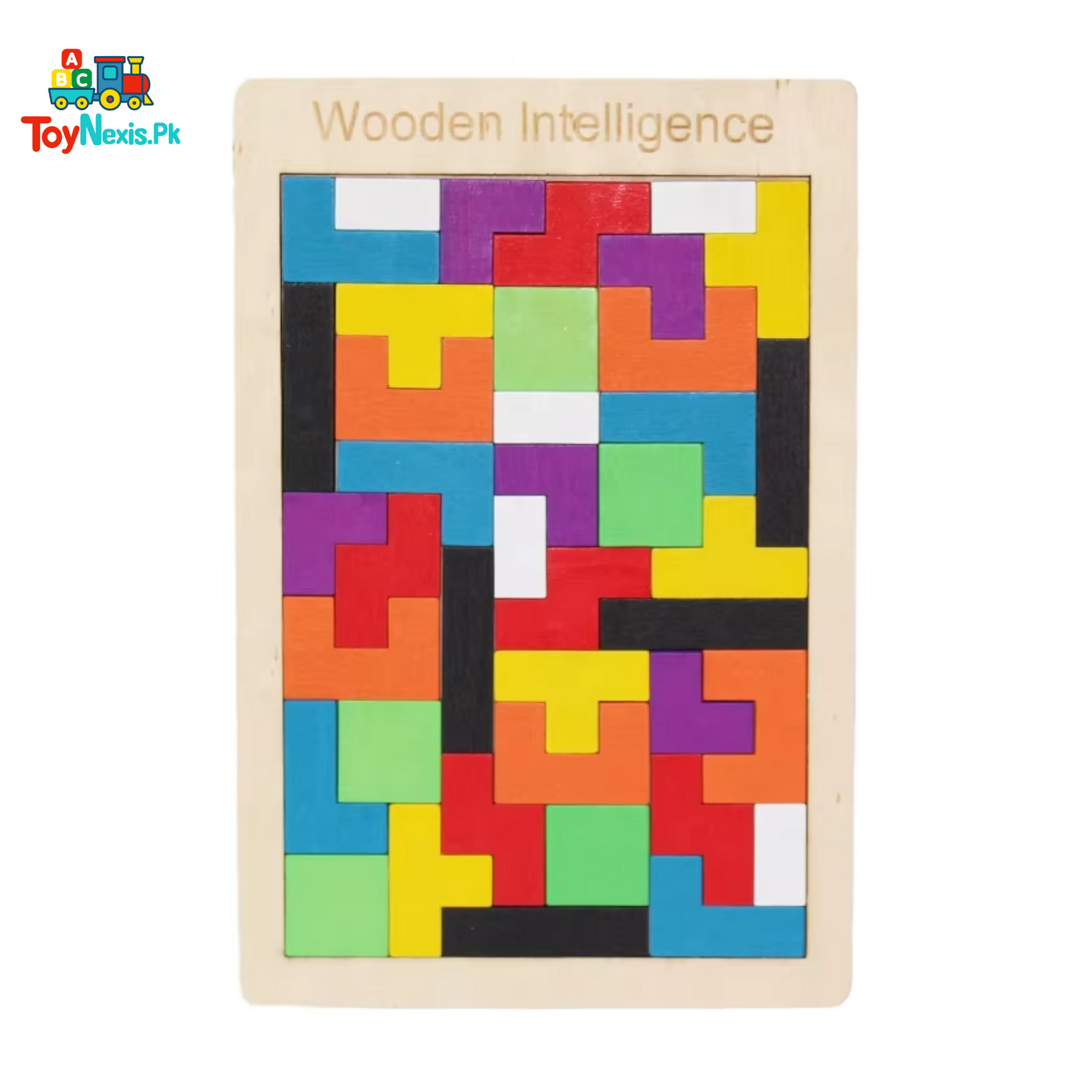 Wooden Intelligence Tetris Puzzle Board – Colorful Brain Teaser for Kids