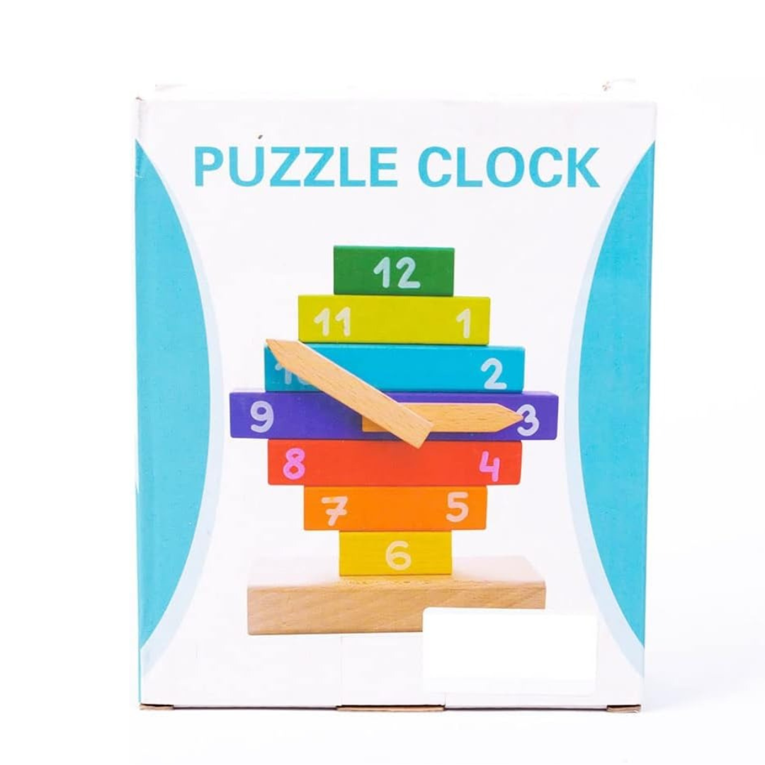 Wooden Puzzle Clock – Colorful Learning Time Toy