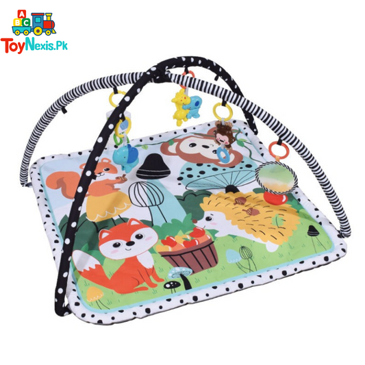 Baby Play Gym Mat | Forest Animals Activity Mat with Hanging Toys | Early Learning Playmat | 0+ Months