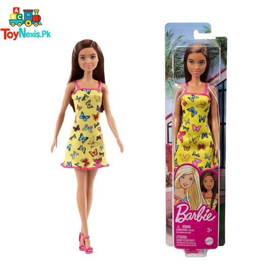 Barbie Doll in Butterfly Print Dress – Brown Hair, Classic Fashion Doll by Mattel (Ages 3+)