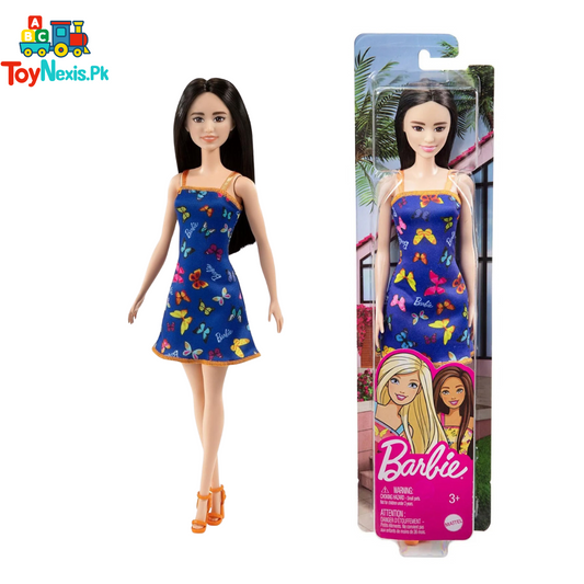 Barbie Doll in Butterfly Print Dress – Black Hair, Classic Fashion Doll by Mattel (Ages 3+)