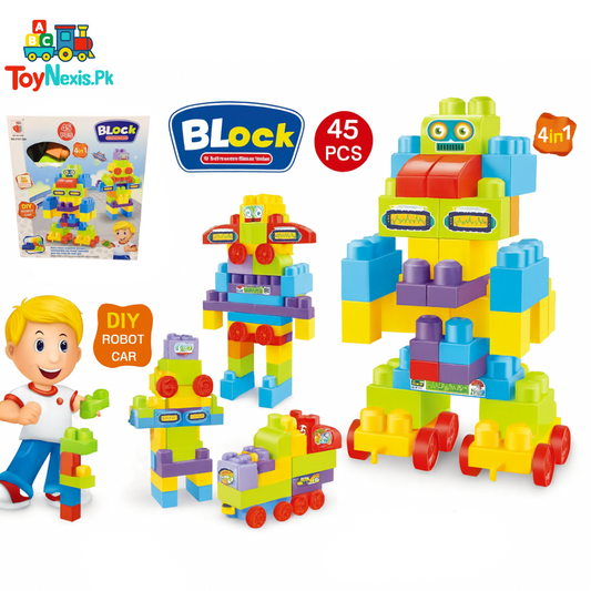 Block | 4-in-1 Enlightenment Block Series |  DIY Robot & Car Building Blocks Set – 45 PCS