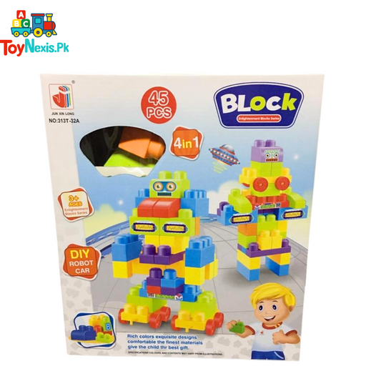 Block | 4-in-1 Enlightenment Block Series |  DIY Robot & Car Building Blocks Set – 45 PCS