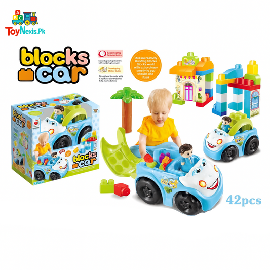 Blocks Car Toy Set for Toddlers – Colorful Building Bricks with Cartoon Vehicle, Mini Driver & Creative Construction Pieces