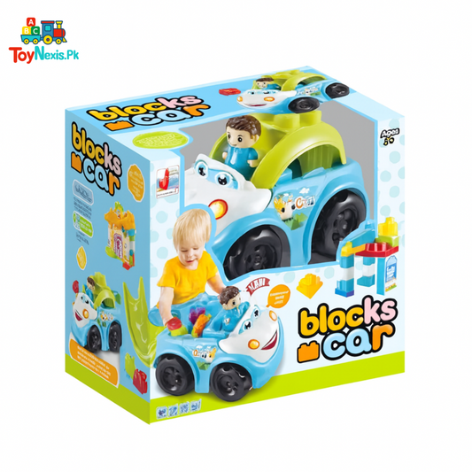 Blocks Car Toy Set for Toddlers – Colorful Building Bricks with Cartoon Vehicle, Mini Driver & Creative Construction Pieces