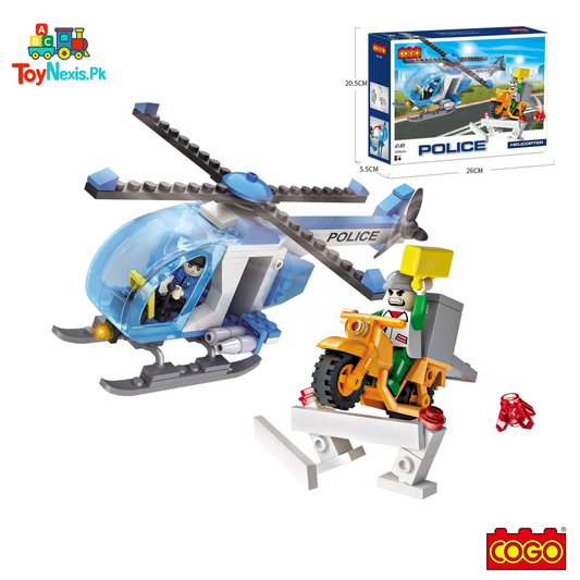 COGO Police Helicopter Building Block Set – Action-Packed Chase Fun!