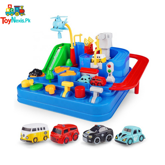 Car Adventure Track Toy – Interactive Puzzle Playset with 4 Cars