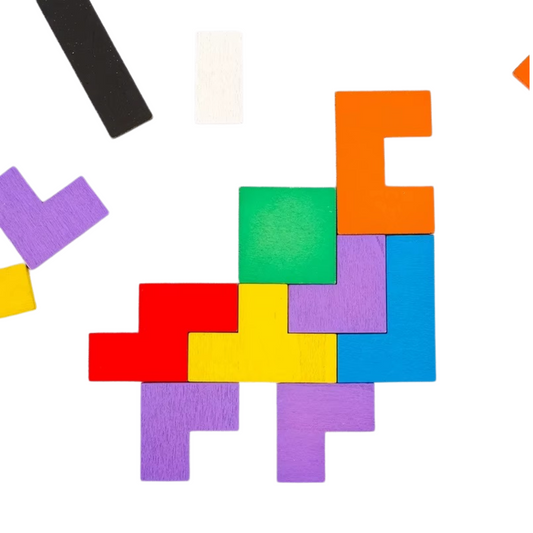 Wooden Intelligence Tetris Puzzle Board – Colorful Brain Teaser for Kids