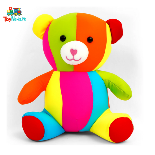 Colorful Soft Plush Teddy Bear Toy – Rainbow Cuddle Friend for Kids