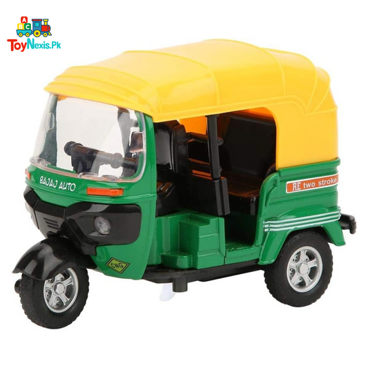 Die-Cast Metal Auto Rickshaw Toy – 1:14 Scale