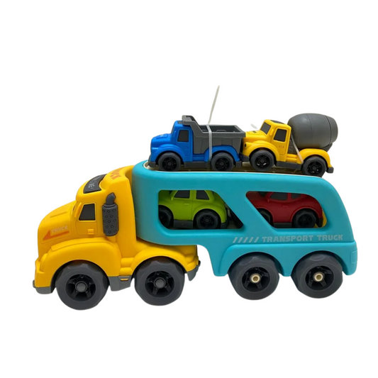 Double-Decker Transport Truck with 4 Mini Vehicles | Geng Feng