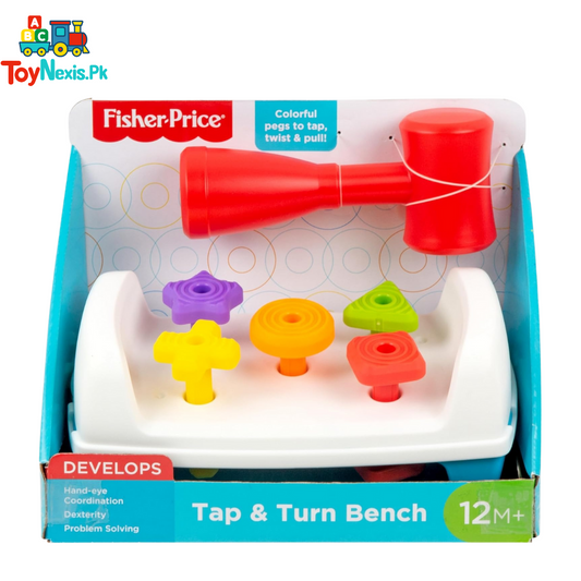 Fisher-Price Tap & Turn Bench – Baby Developmental Toy with Hammer and Colorful Pegs (12M+)