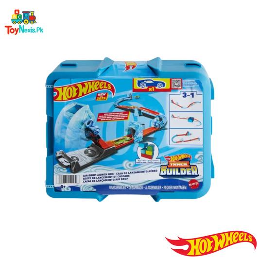 Original Hot Wheels Track Set | Blue Deluxe Track Builder Pack with Wind Theme & 1 Hot Wheels Car