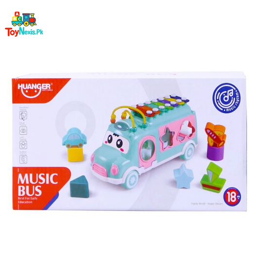Huanger 7-in-1 Musical Learning Bus | Shape Sorter, Xylophone & Activity Toy for Toddlers