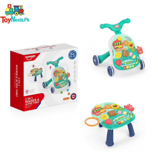 Huanger 2-in-1 Baby Walker & Activity Table – Learning & Play Station for Kids 12+ Months