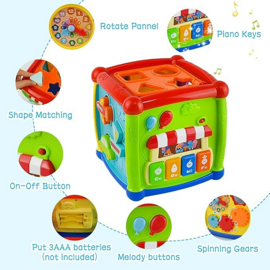 Huanger Fancy Cube | Educational Toy with Music & Blocks | Age 18m+
