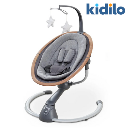 KIDILO Multi-Function Baby Rocker – Electric Swing Chair with Music & Remote | Grey